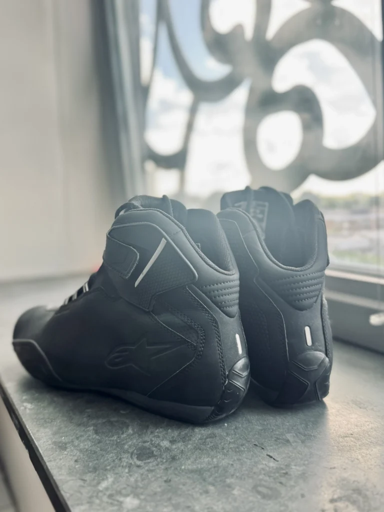 Motorcycle boots with high ankle for riding safety and impact protection