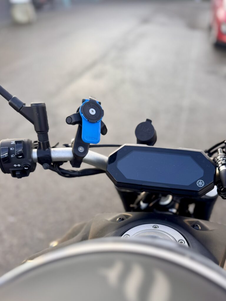 Quad Lock phone mount installed on Yamaha MT-07