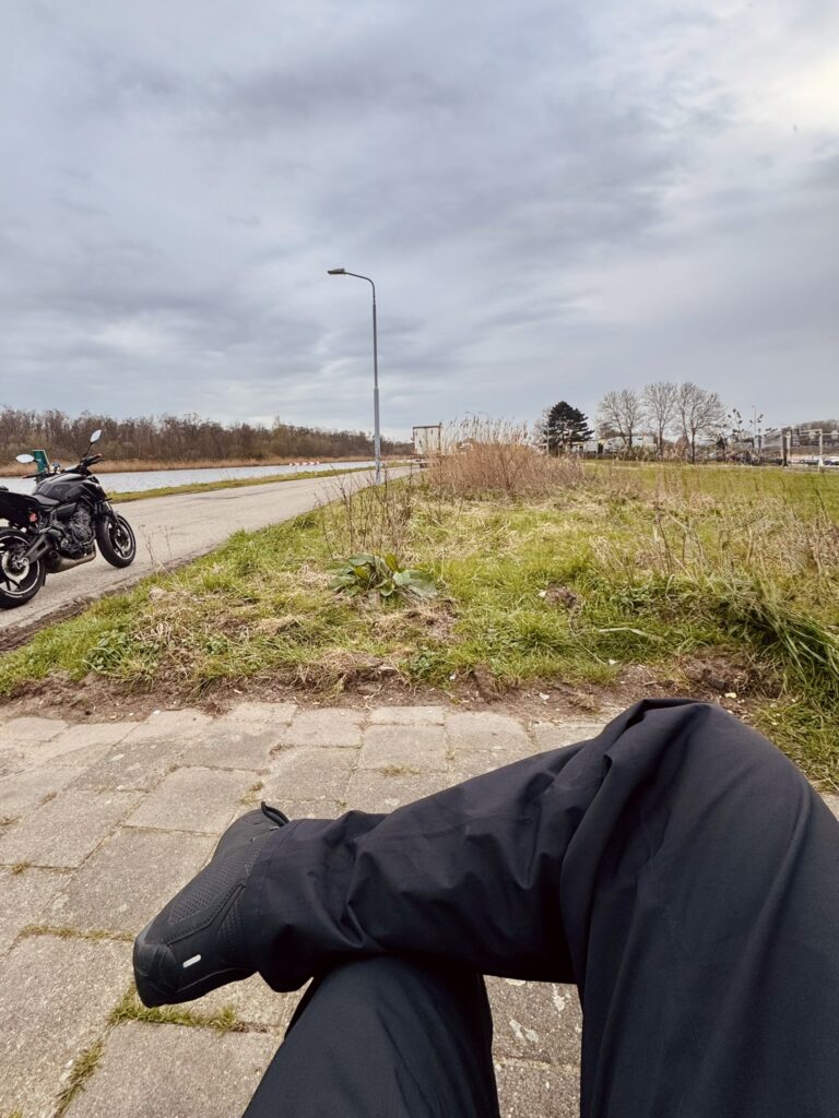 Rider wearing-revit-motorcycle-rain-pants