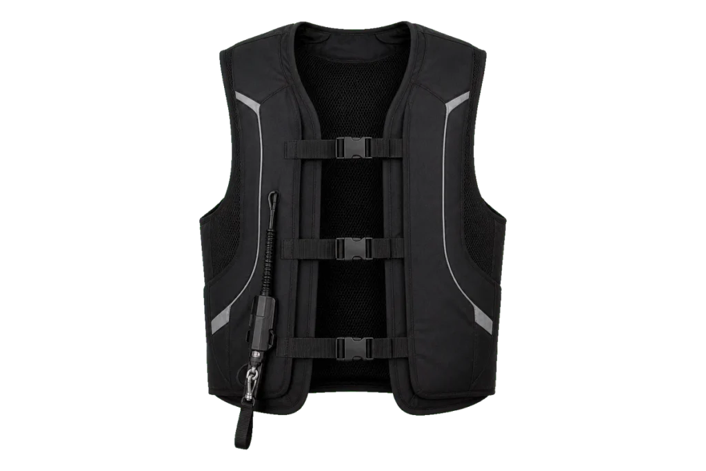 Helite Turtle 2 black motorcycle airbag vest with tether