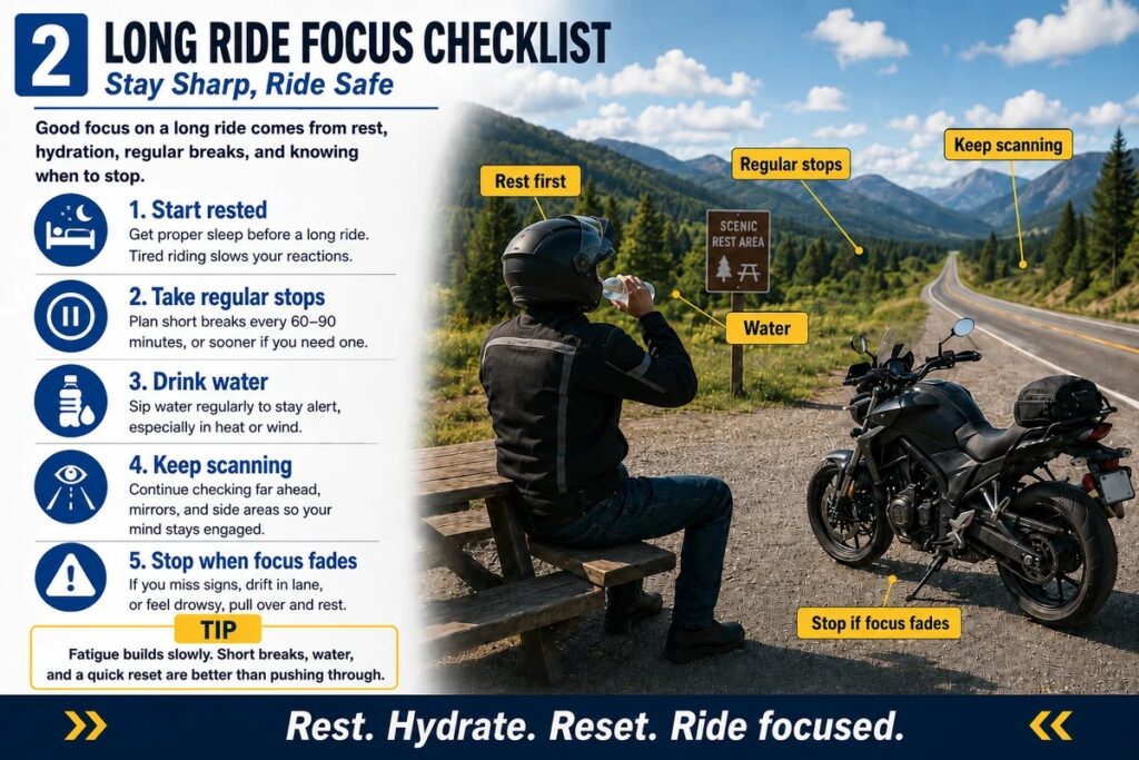 Long ride focus checklist to stay sharp and safe