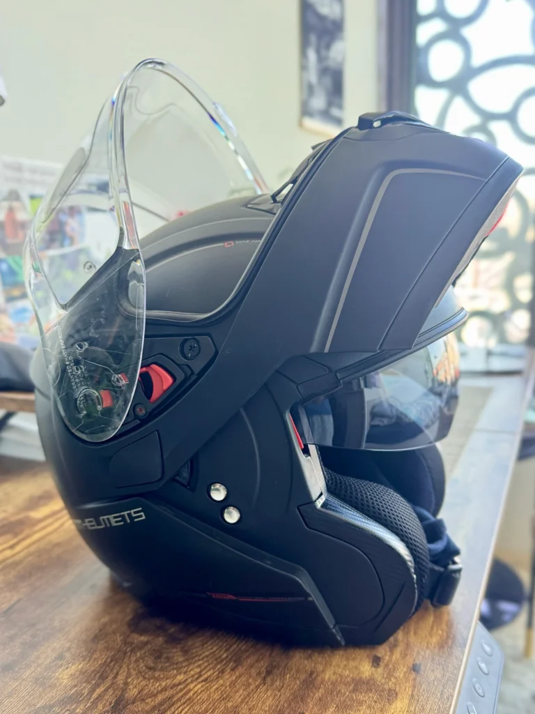 Clear motorcycle helmet visor example