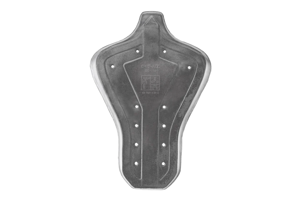 Dark grey Super Shield SC-1/12 back protector insert with ventilation holes and anatomical foam shape