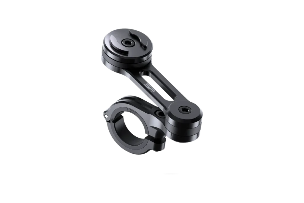 SP Connect Moto Mount Pro black aluminium motorcycle handlebar mount with 360 degree adjustable arm and round phone connector