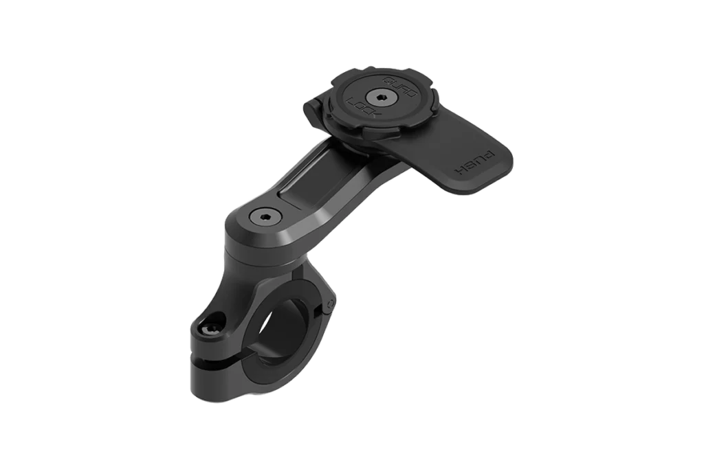 Quad Lock Motorcycle Mount PRO black handlebar mount with rotating arm and dual-stage phone locking head