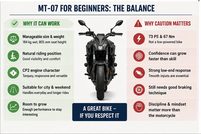 Yamaha MT-07 beginner advantages and considerations