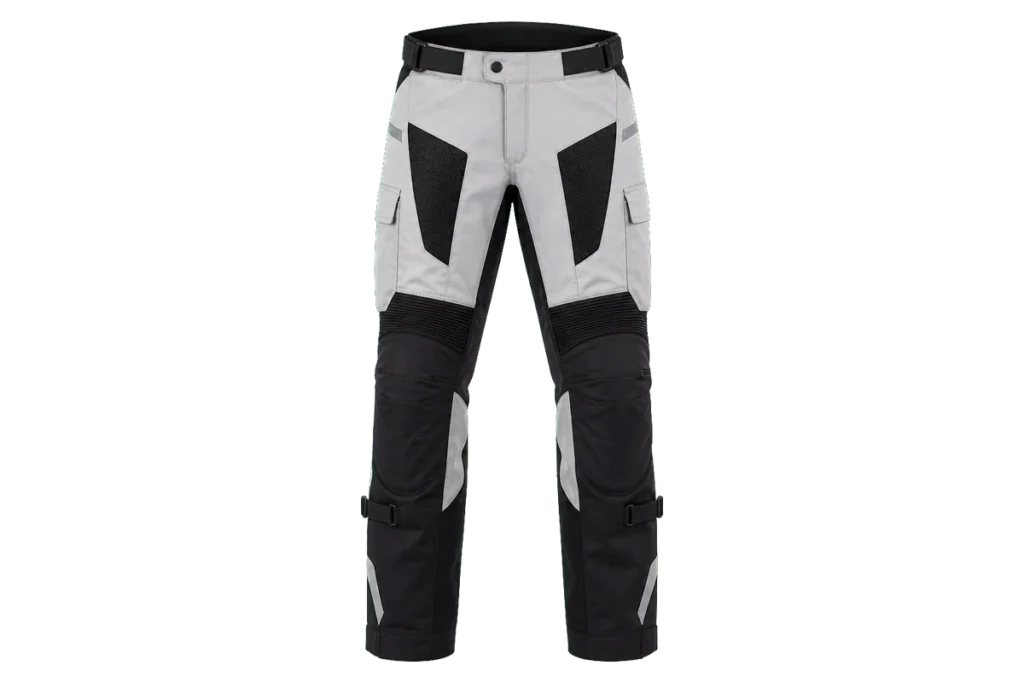 REVIT Sand 5 H2O silver and black adventure touring motorcycle pants with ventilation panels and calf adjusters
