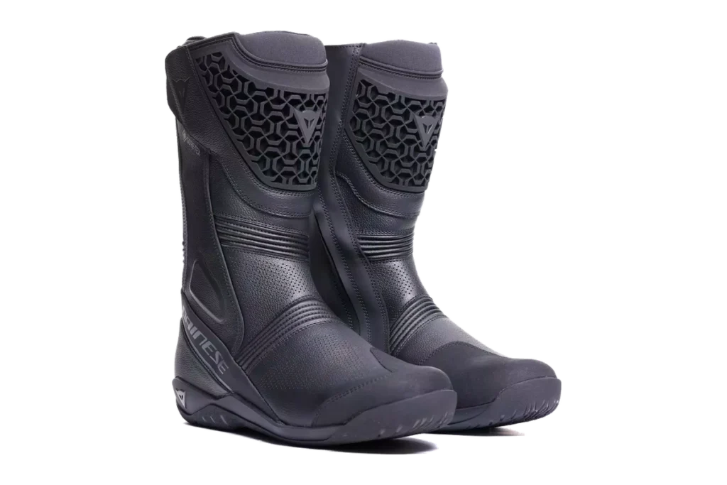 Dainese Fulcrum 4 Gore-Tex black leather touring motorcycle boots with tall waterproof road touring profile
