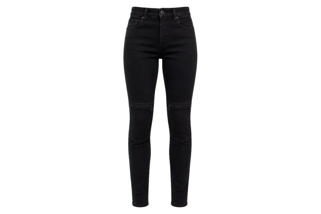 Knox Shield MK2 Women black high-waisted AAA motorcycle jeans with slim fit and external knee armor access zips